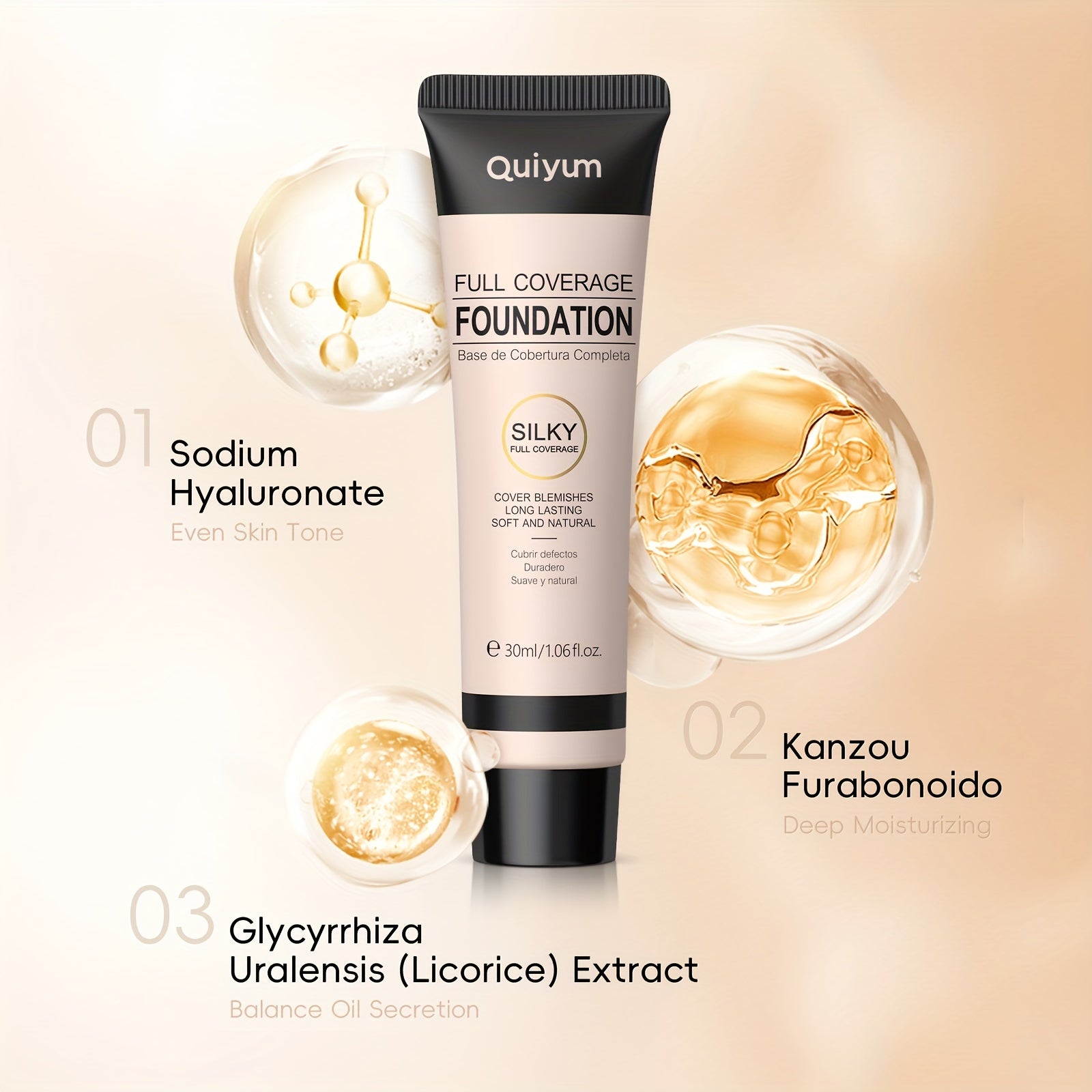 Women Full Coverage Matte Liquid Foundation Oil-Free Cover Blemishes Dark Spots