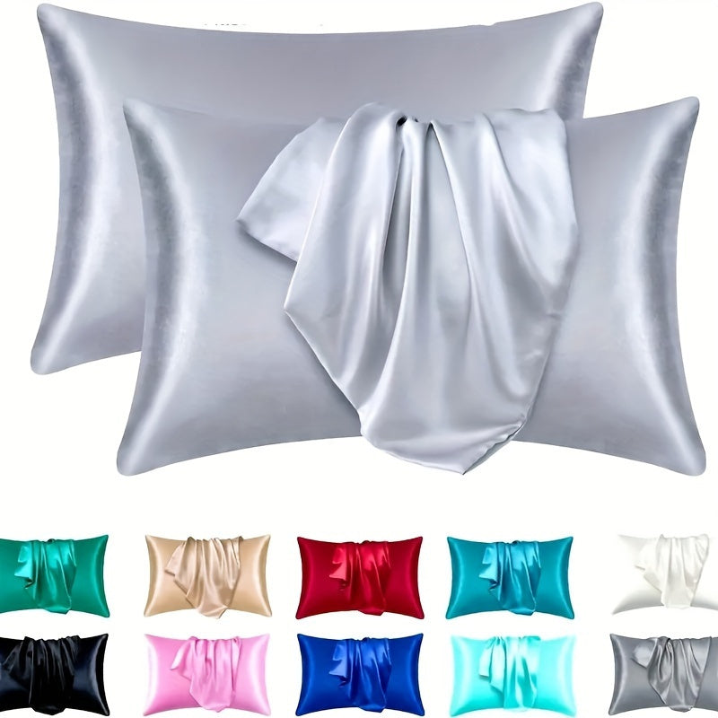 Satin Pillowcase 100% Polyester Solid Color Breathable Cooling Envelope Closure