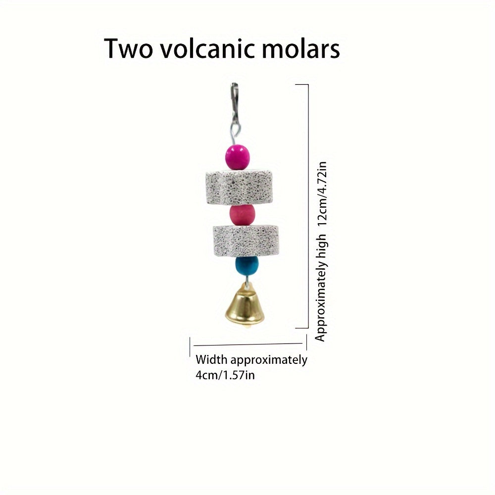 To‘g‘riqni maydalash toshi, qush qafasida gullar shaklida qo‘ng‘iroq bezakli mineral o‘yinchoq.