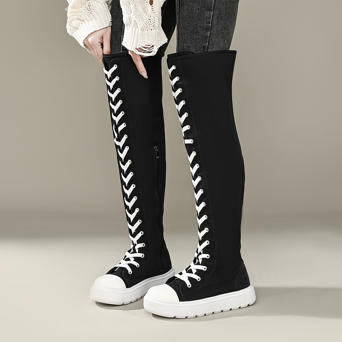 Women's Over-the-Knee Boots Breathable Casual With Thick Sole