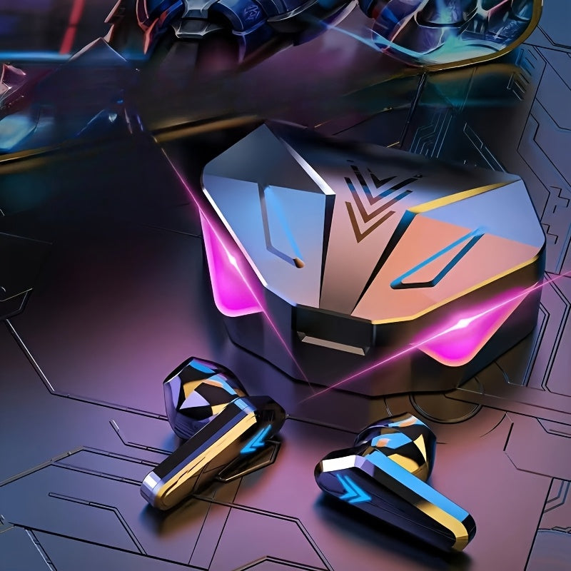 Wireless Gaming Earbuds with LED Lighting Noise Cancellation Low Latency Digital Display Stereo Sound