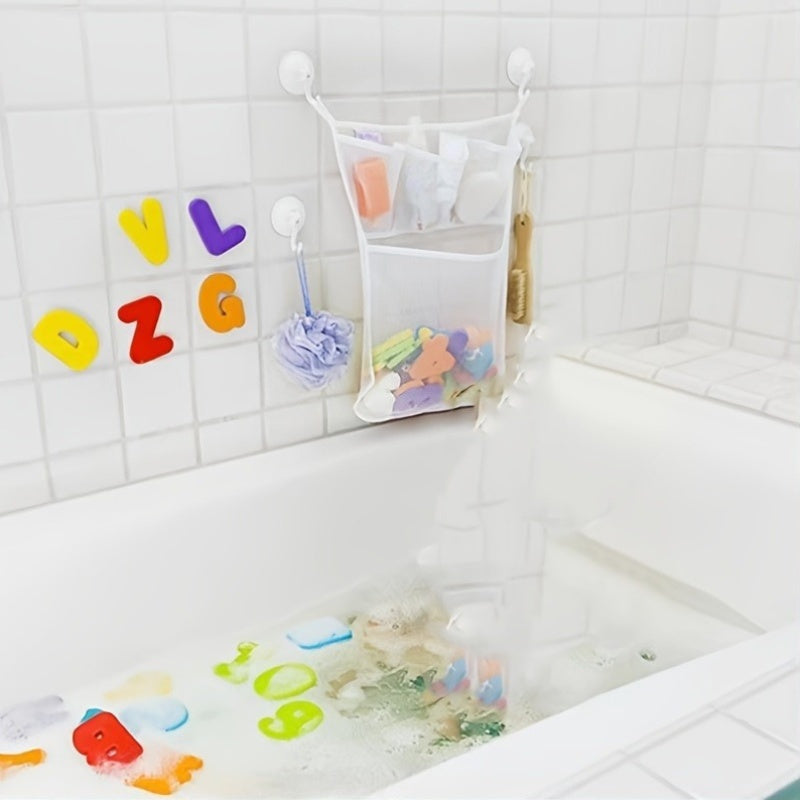 Bolsa de almacenamiento para baño con red colgante, malla para organización y lavado