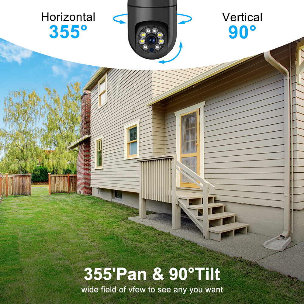 Smartfonlar va Wi-Fi bilan mos keladigan uy kuzatuv tizimi, tungi ko'rish, 355° pan-tilt imkoniyati, ikki tomonlama audio va 2MP rezolyutsiyaga ega 1080P HD WiFi xavfsizlik kamerasi bilan. Ushbu kamera USB orqali quvvatlanadi va talab qilinmaydi.