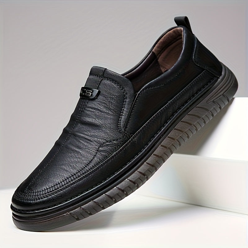 Men's Casual Slip-On Loafers with Rubber Sole and Round Toe