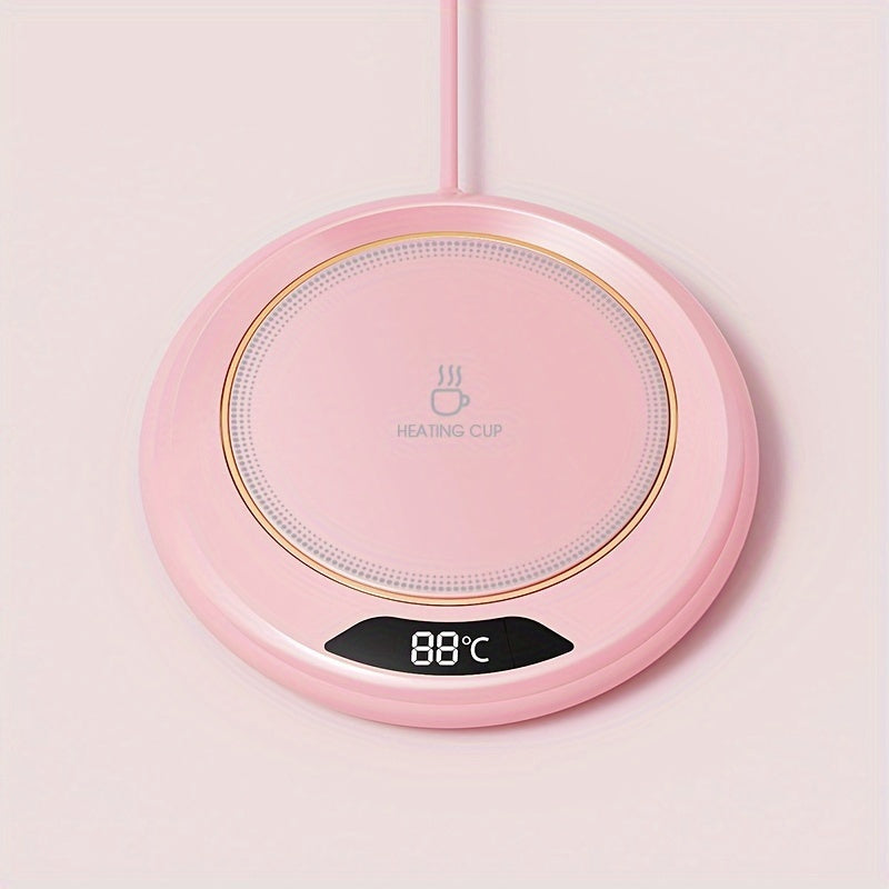 Electric Touch-Operated USB Thermos Cup with Heating Pad and Coaster for Office Outdoor Camping