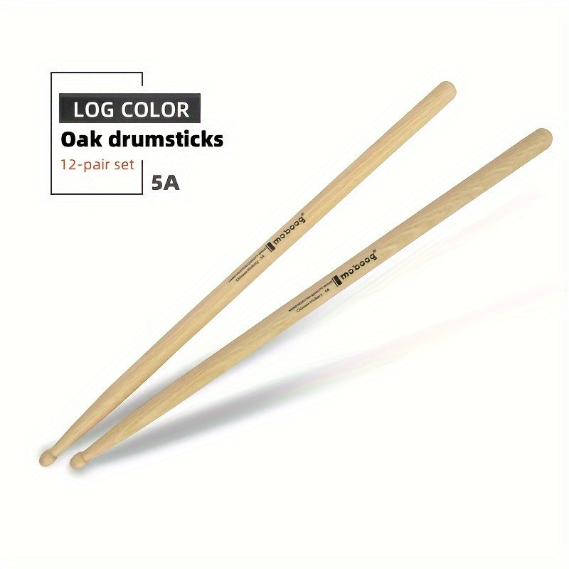 Set of 12 Oak Drumsticks 5A/7A for Jazz Percussion Electronic Drums