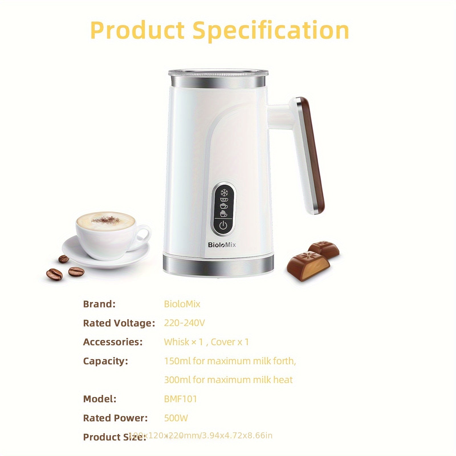 Milk Frother 4-in-1 Electric Hot Cold Foam Steamer for Coffee Cappuccino