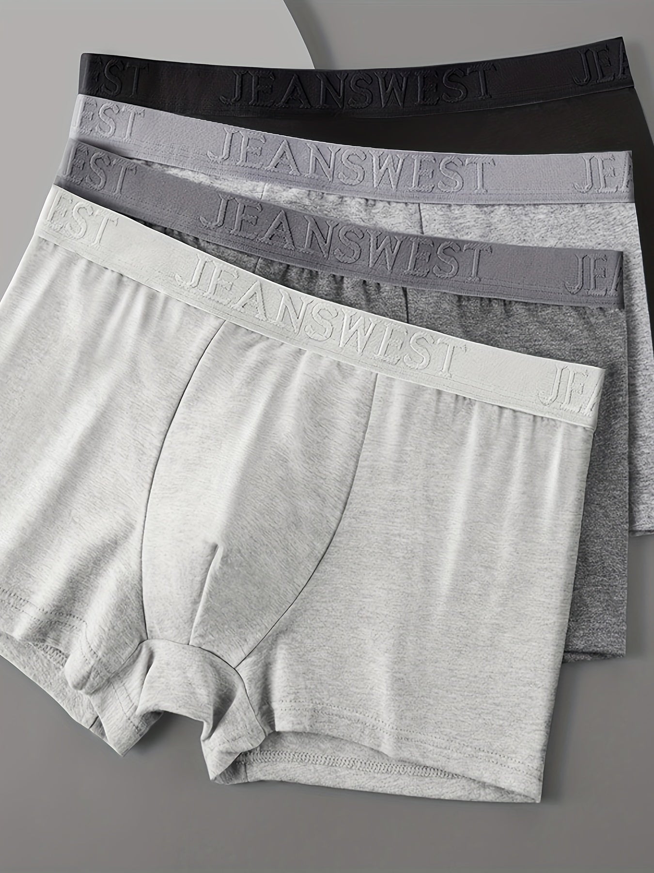 Set of 4 Men's Cotton Blend Boxer Briefs Breathable Elastic Waistband