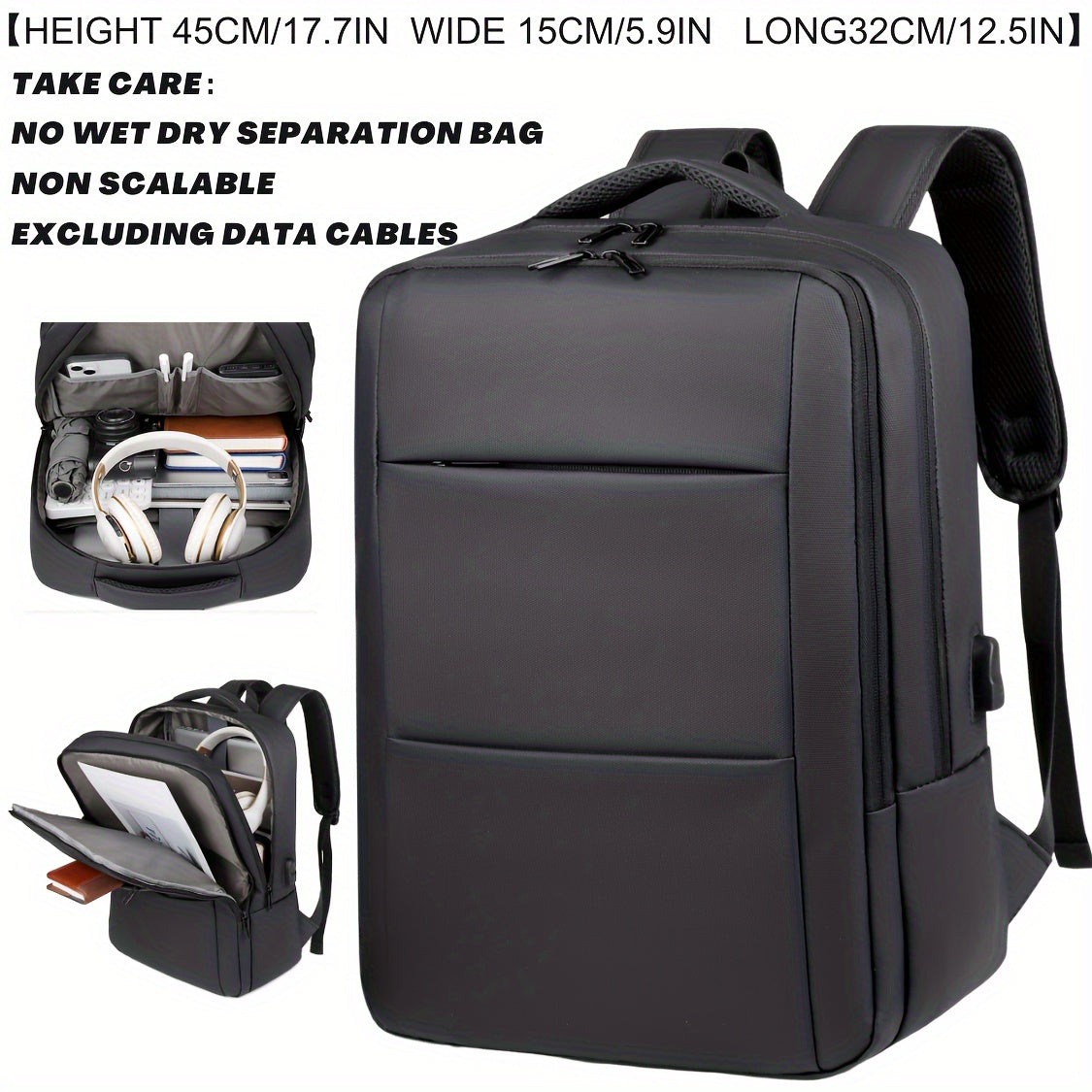 Unisex Nylon Backpack for Travel and Business with Laptop Pocket and Trolley Sleeve