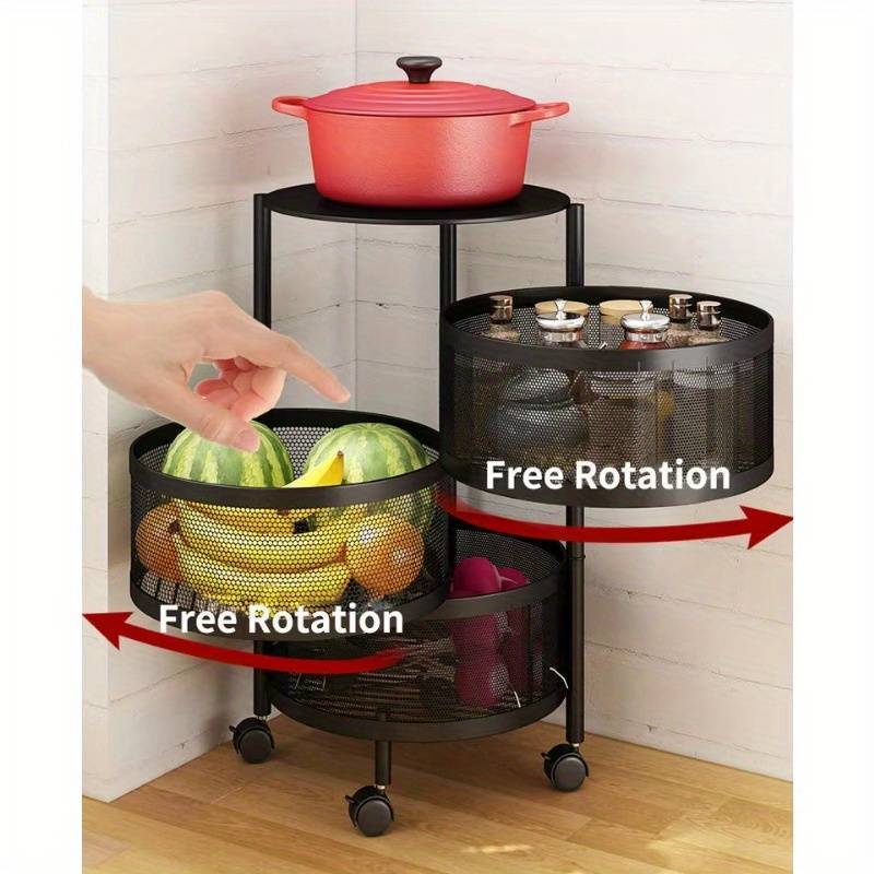 Multi-Tier Metal Storage Rack for Fruits Vegetables Kitchen Living Room Organizer