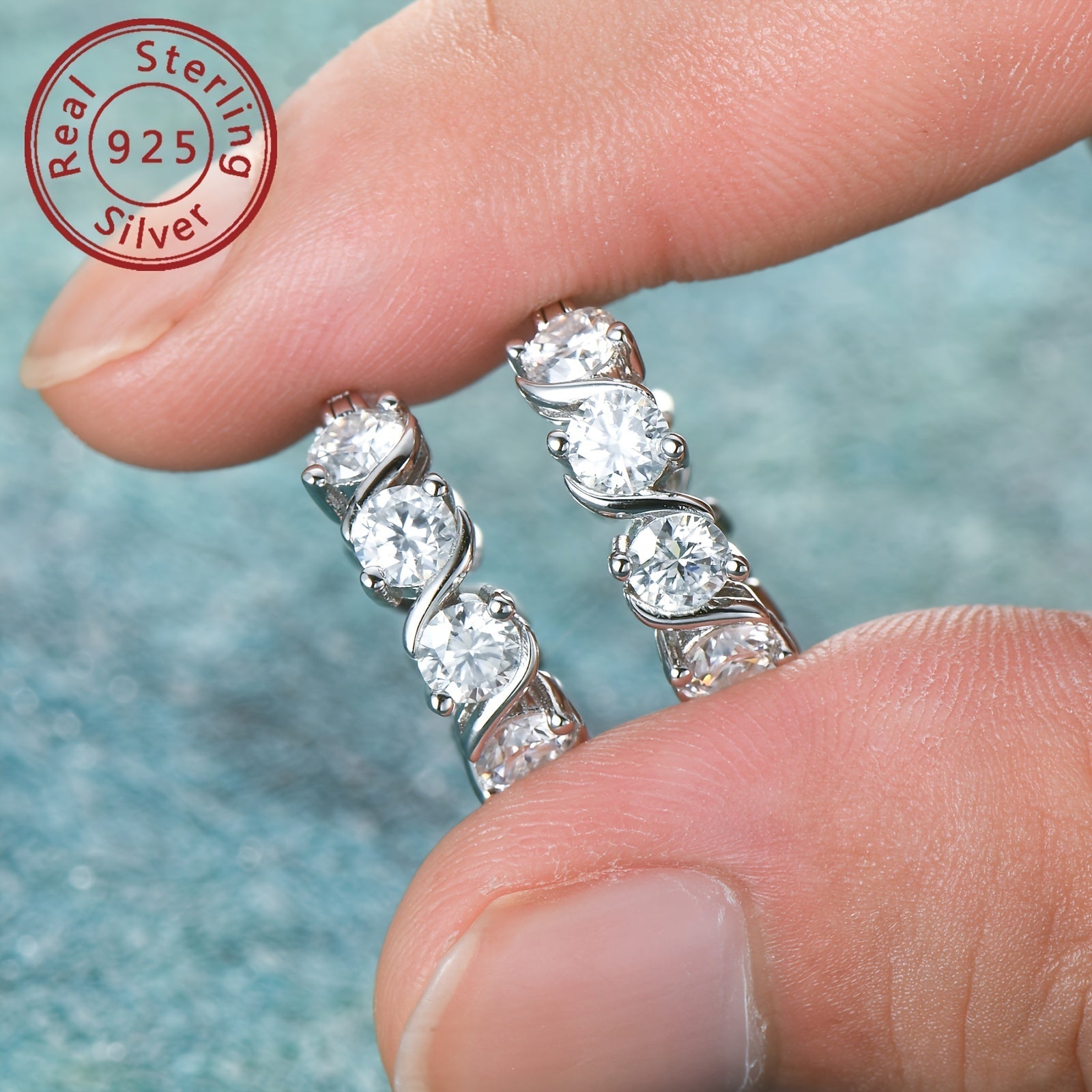 Sterling Silver Moissanite Earrings for Women 4mm Round 4.8ct Jewelry