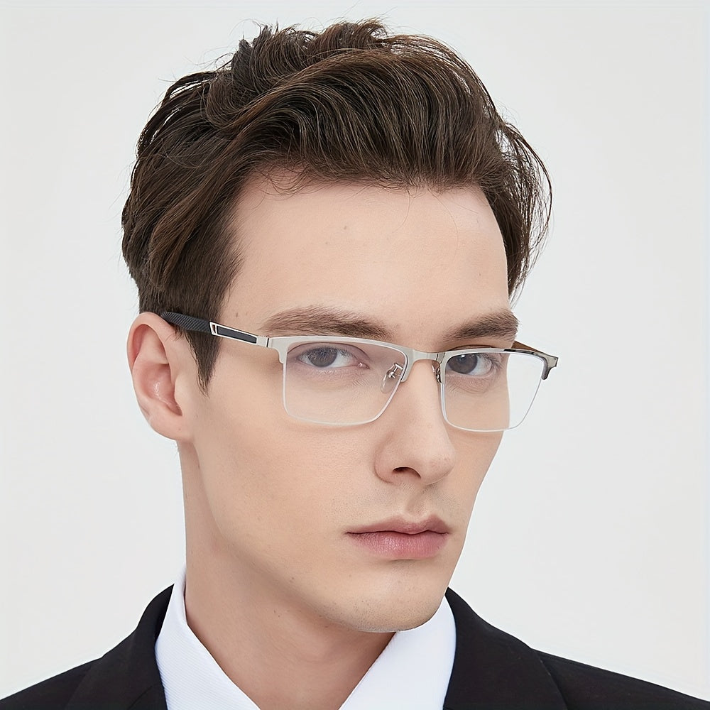 Erkaklar uchun yarim ramkali metall o'qish ko'zoynaklari uzoq ko'rish va kompyuter ishlatish uchun, charchashga qarshi xususiyatlar bilan