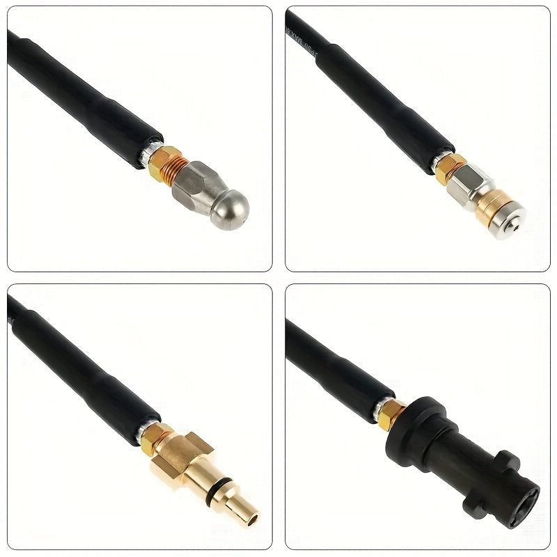Drain Cleaning Kit with 45m High Pressure Hose Nozzles Adapters for Karcher K2-K7