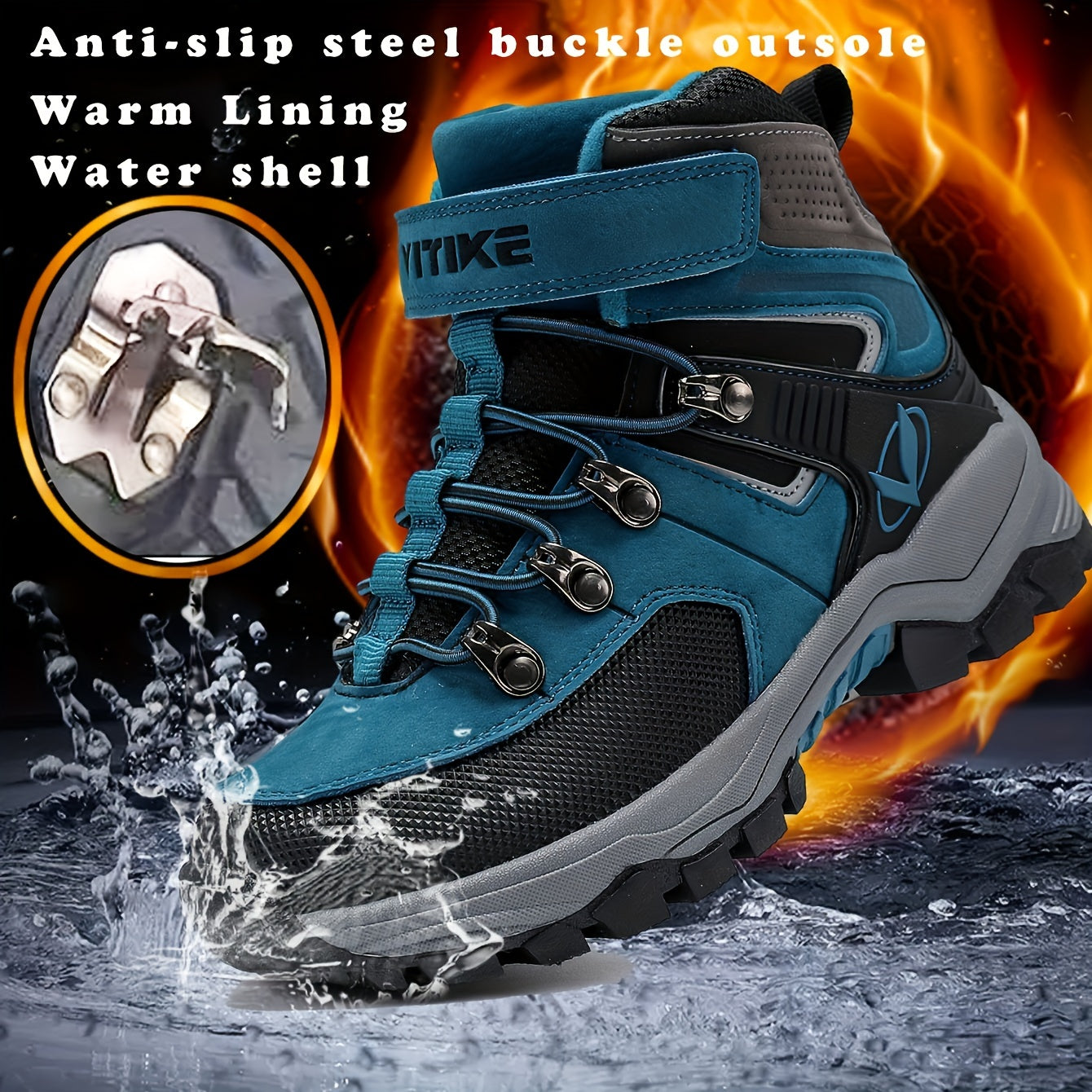 Kids Winter Hiking Boots Boys Girls Waterproof Warm Lining TPR Sole Outdoor Trekking