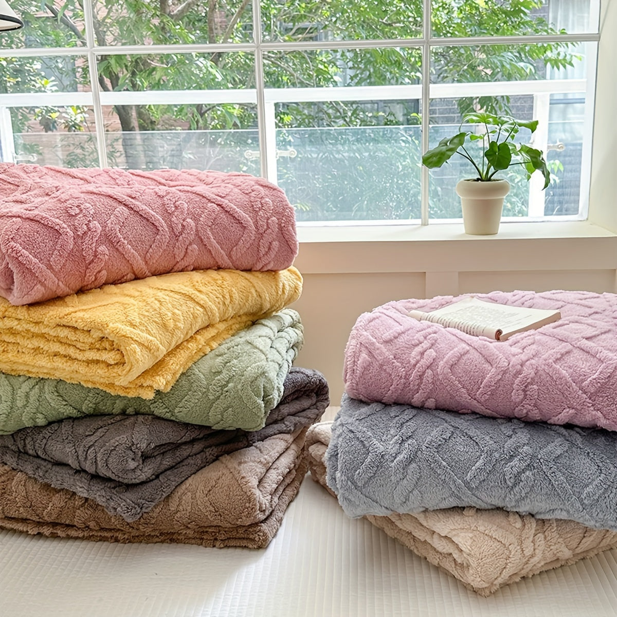 Double-Sided Velvet Plush Blanket Warm Throw for Couch Bed Camping