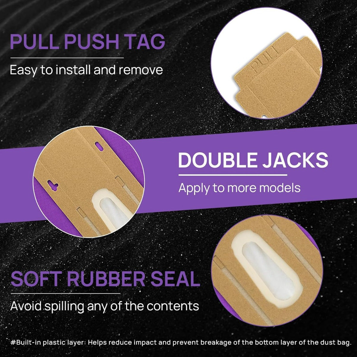 6 dona HEPA to'g'ri vakuum to'plamlari, Oreck Elevate modellari X3, X5, XL7, XL21, 2000, 3000, 4000, 8000, 9000 seriyalari bilan ishlash uchun mo'ljallangan - Binafsha