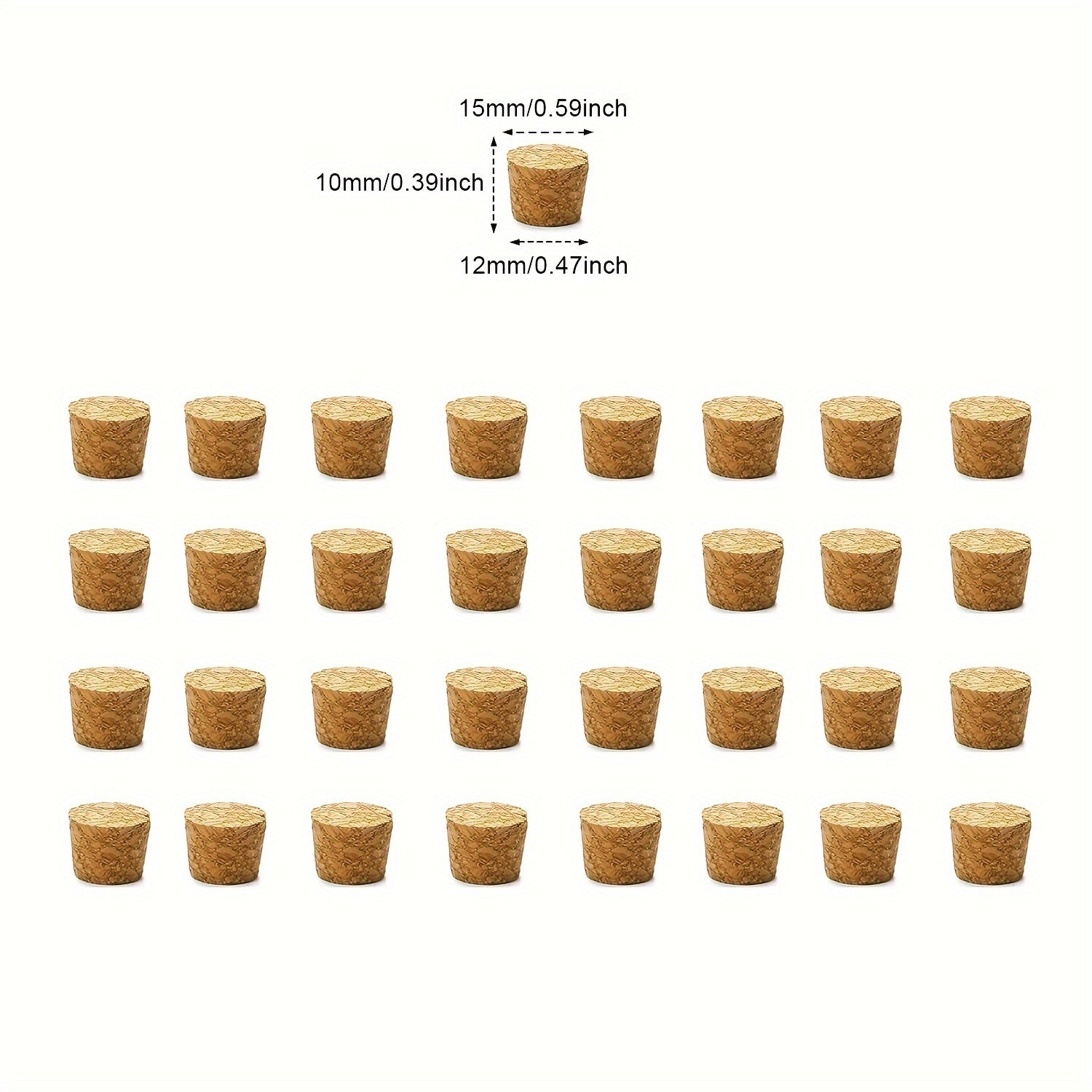 Wooden Tapered Cork Stoppers for Wine and Beer Bottles, Craft Supplies, 20 Pack