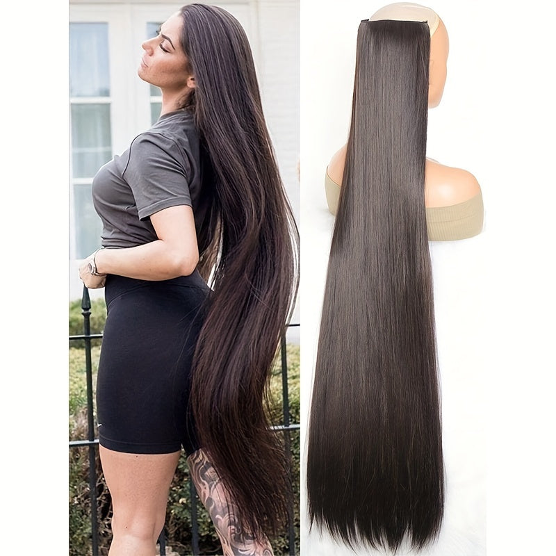 Women's 101.6cm Silky Straight Synthetic Clip-In Hair Extensions for Volume and Length