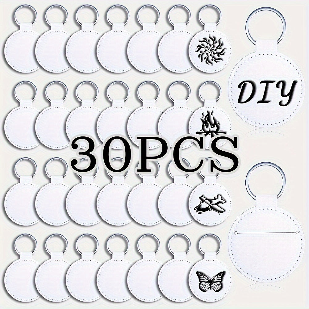 Set of 30/32 PU Leather Key Rings for Men with Laser Engraving, Backpack Keychains