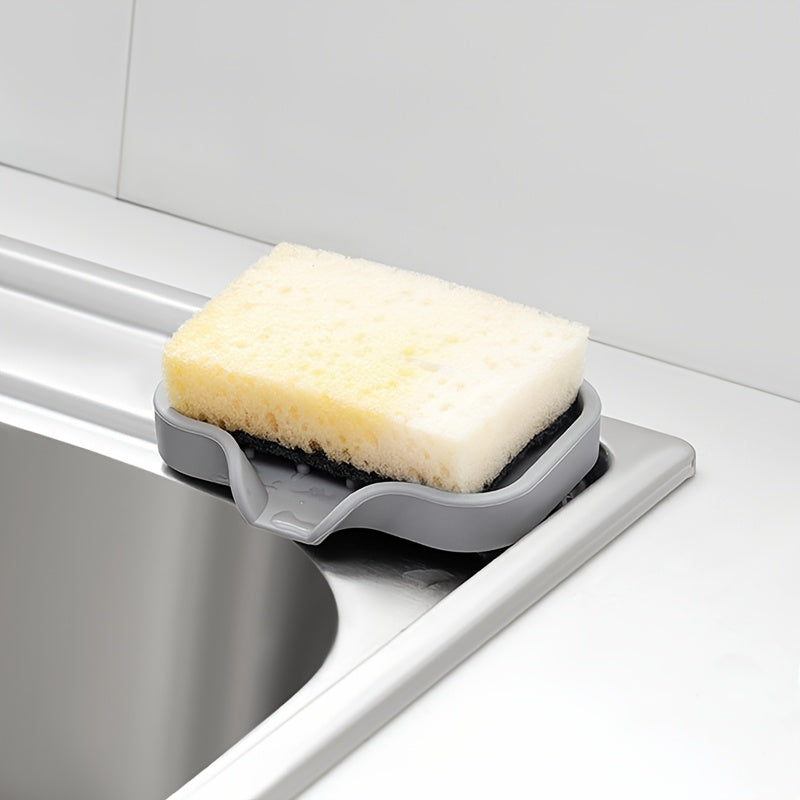 Durable Plastic Kitchen Sink Drain Mat with Soap Holder and Non-Slip Pad