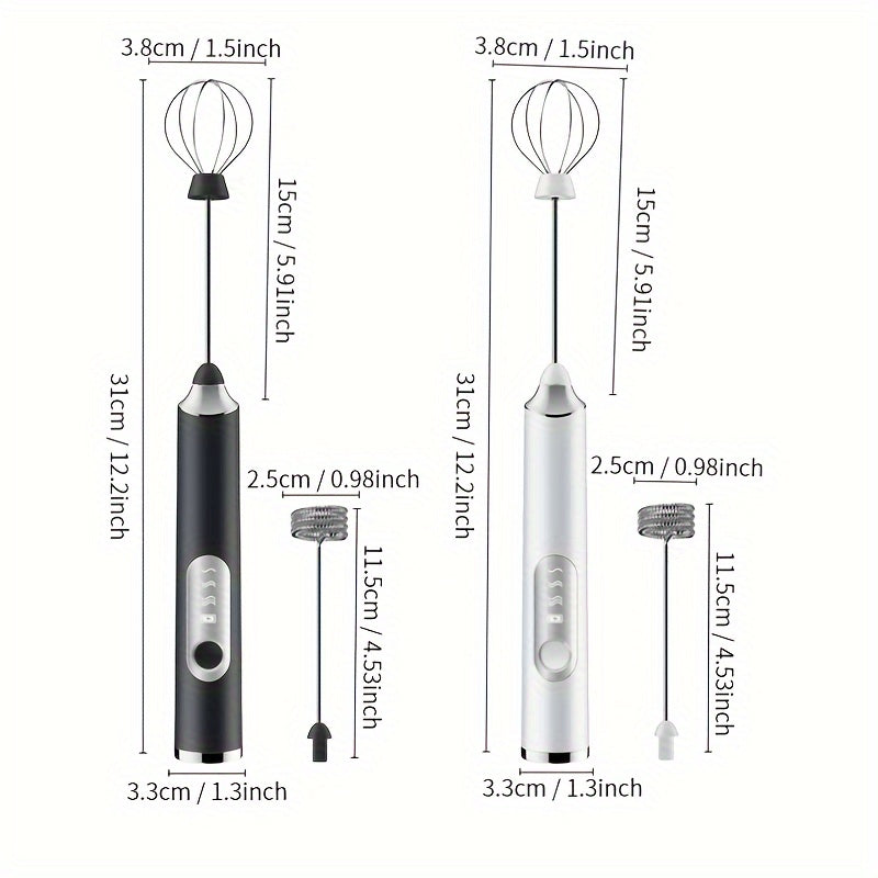 Portable USB Rechargeable Milk Frother Coffee Maker with Whisk and Measuring Cup