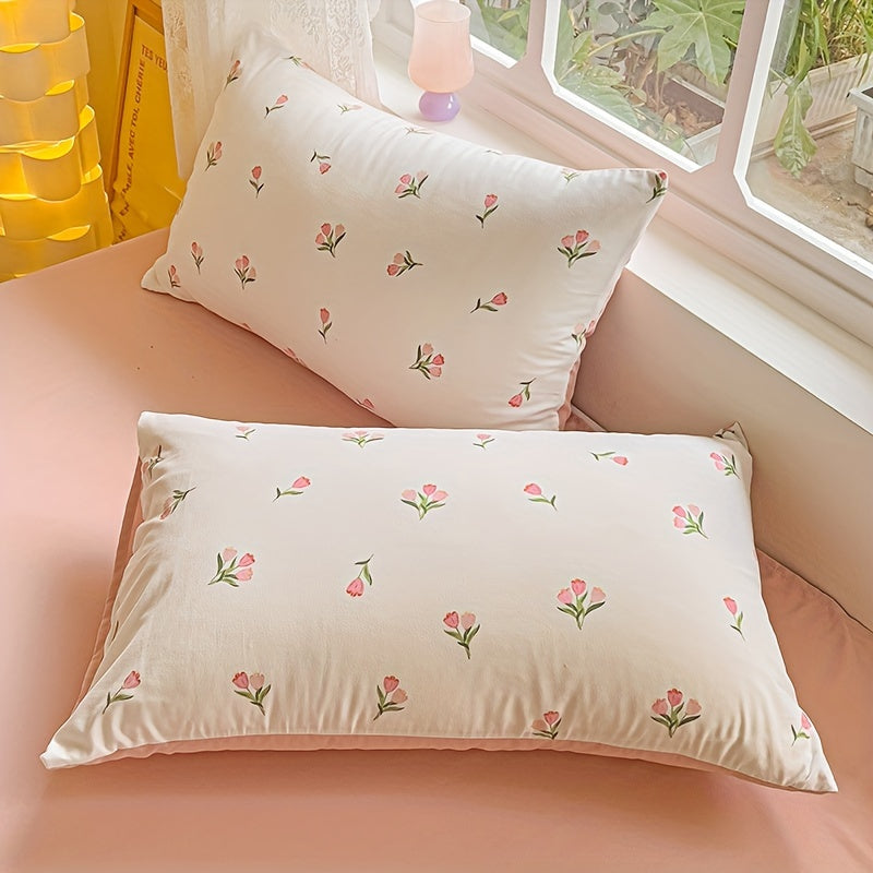 Juego de 2 fundas de almohada con estampado floral, resistentes a las manchas, lavables, de poliéster, decoración del hogar