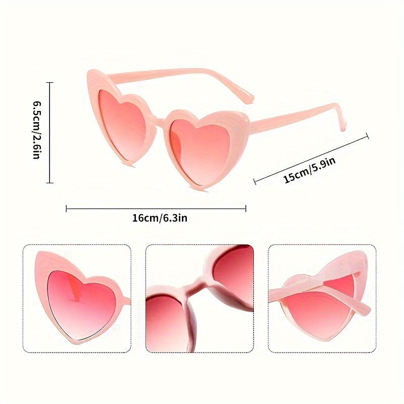 Party Glasses with Peach Heart Design, Pink Frame, Black Sports Lens