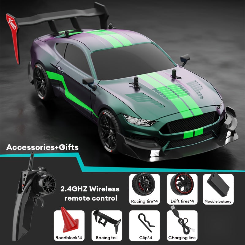 Coche de deriva RC de alta velocidad a escala 1:14, 2.4GHz, 4WD, alimentado por batería con litio recargable para niños de 14+.