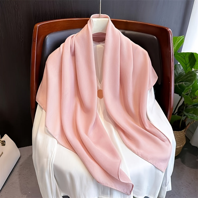 Elegant Women's Monochrome Square Scarf with Thin, Breathable Linen Feel - 89.92cm - Minimalist Style, Windproof, Sunscreen - Perfect Head Wrap