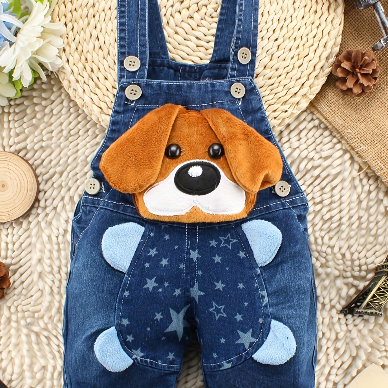 Baby Summer Overalls with Dog Pattern Cotton Blend Cute Animal Design for Boys and Girls