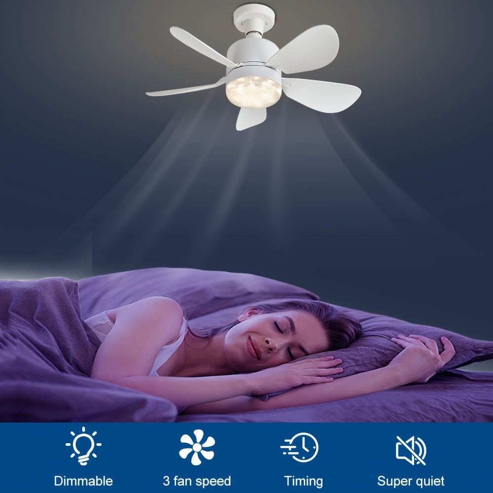 Silent LED Ceiling Fan with Light and Remote Control, Adjustable, E26/E27 Fittings