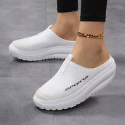 Women's White Breathable Slip-On Sneakers with Cushioned Sole