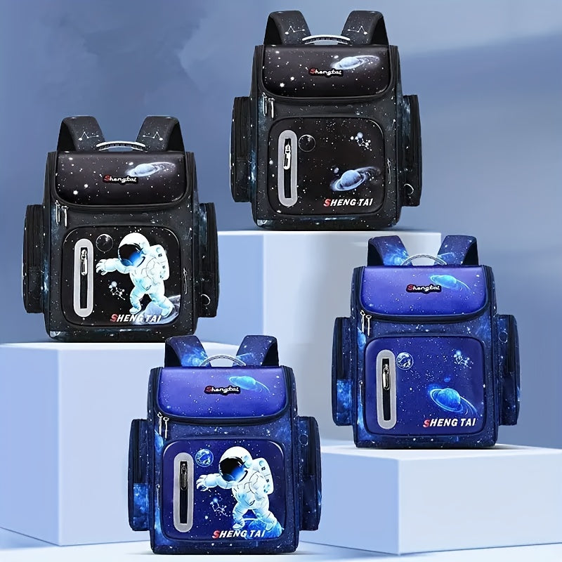 Waterproof School Backpack for Teens Cartoon Astronaut Large Capacity Lightweight Polyester