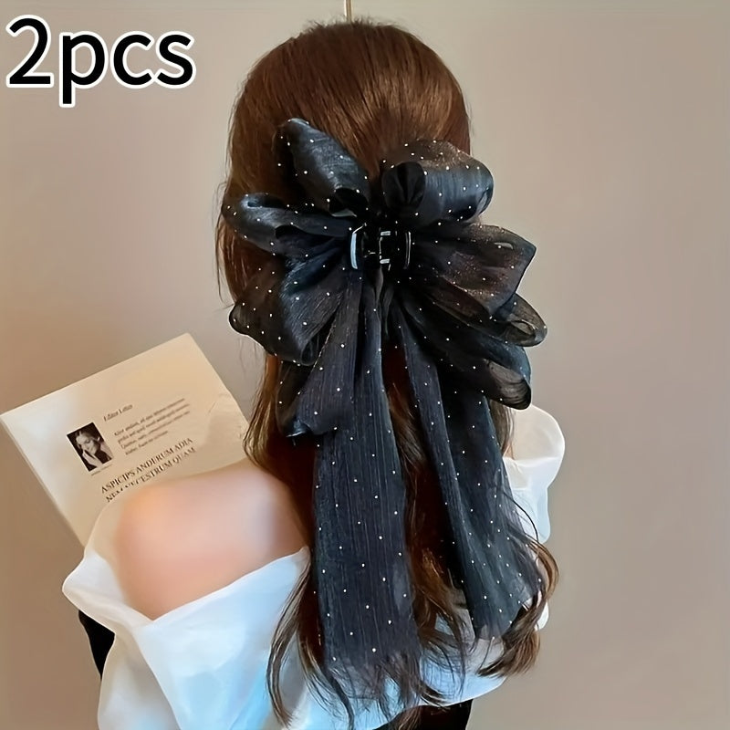 Set of 2 Elegant Princess Bow Hair Clips for Women and Girls 14+