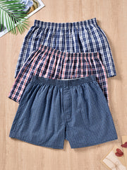 Мужские хлопковые боксёры в многоцветном стрелочном принте, свободный крой, дышащий, комплект из трёх