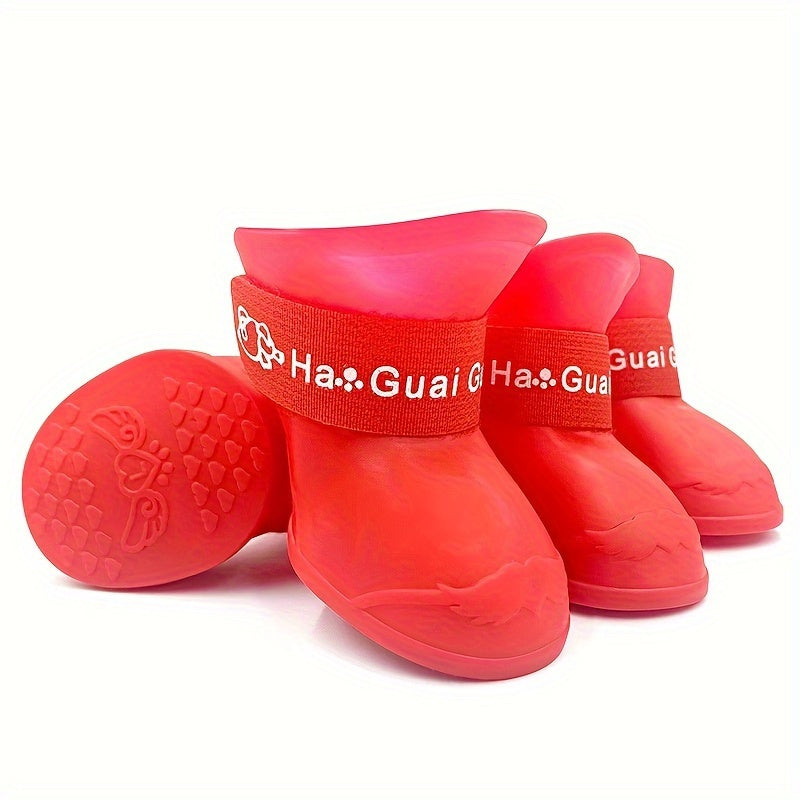 Waterproof Non-Slip Dog Rain Boots for Small to Medium Breeds PVC Soft Sole Adjustable Closure
