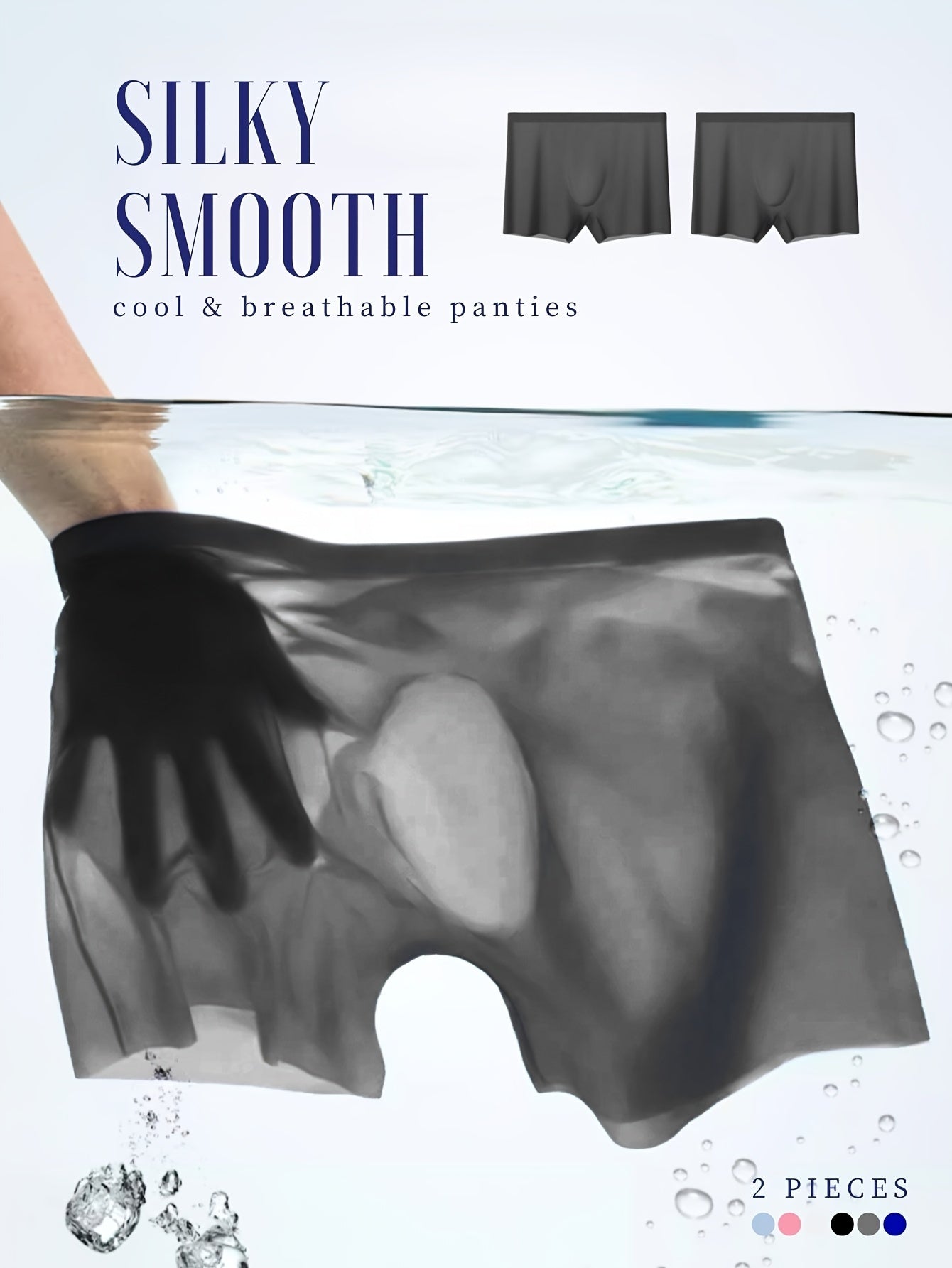 Men's Semi-Sheer Breathable Boxers Set of 2 with Icy Charm and Medium Stretch