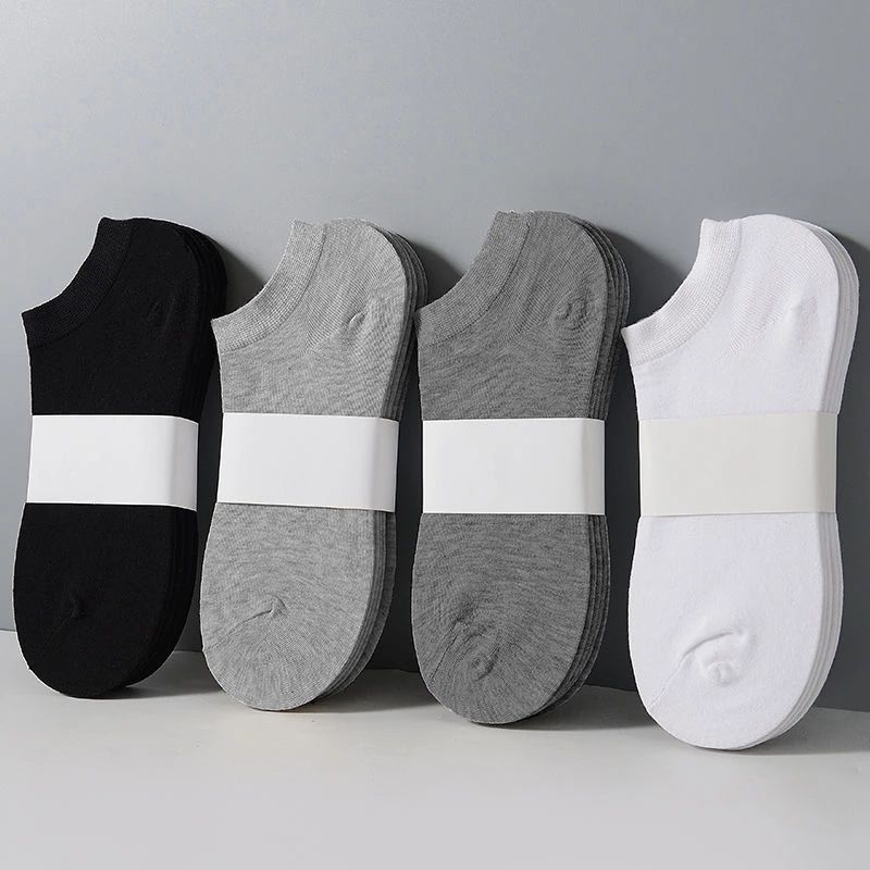 Couples Invisible Socks Set 5 Pairs Breathable Solid Colors Polyester Spandex
