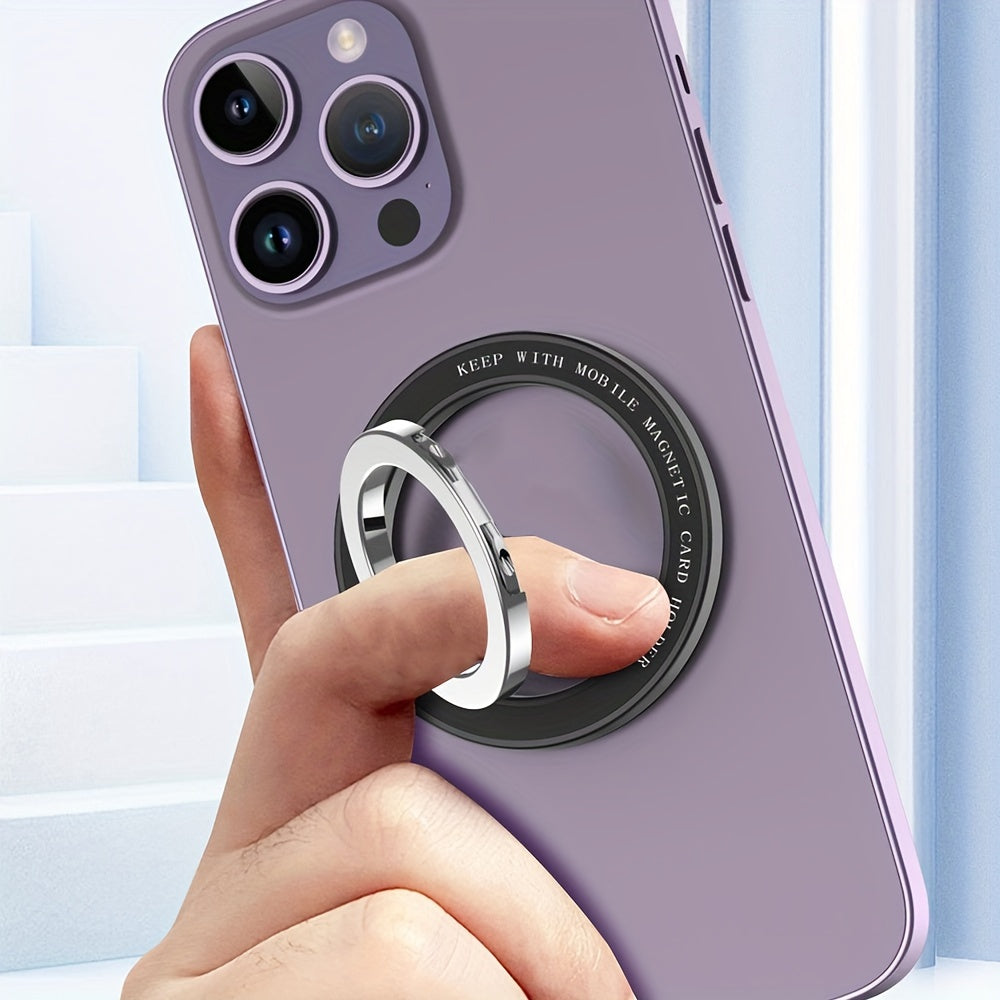 Metal Zinc Alloy Magnetic Phone Ring Holder 360° Rotating Folding Ultra-Thin Car Desktop Compatible