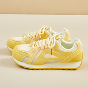 Women's Running Sneakers Breathable Mesh Low-Top Casual Shoes Yellow Green