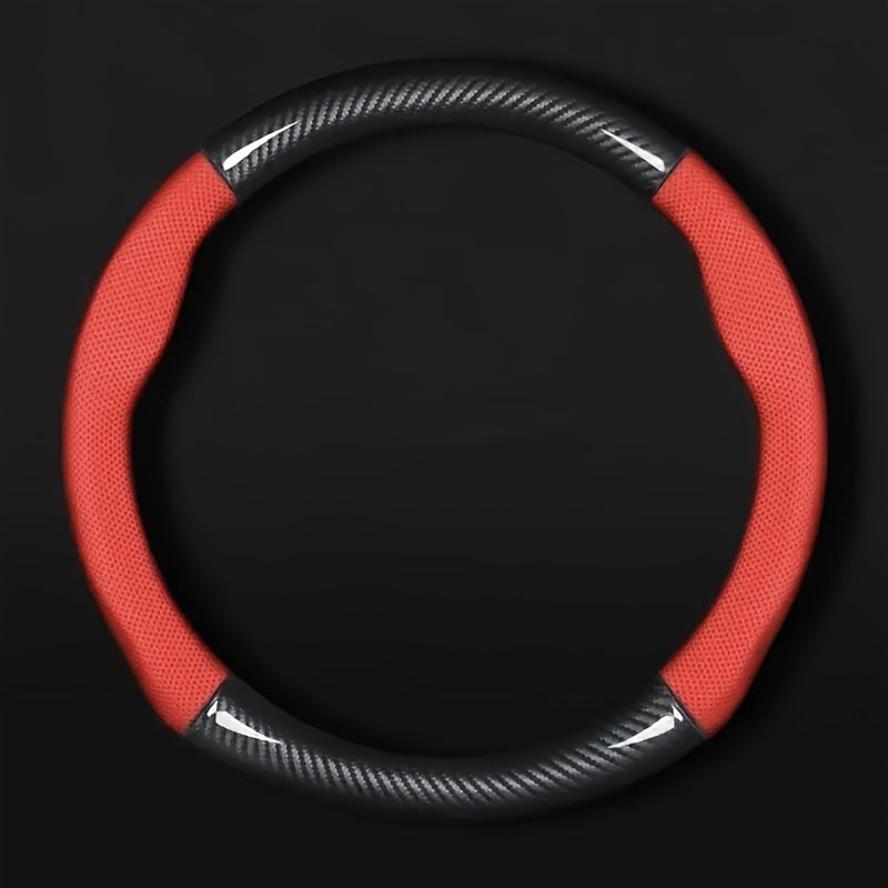 Universal Car Steering Wheel Cover Carbon Fiber Perforated PU Leather Non-Slip Durable