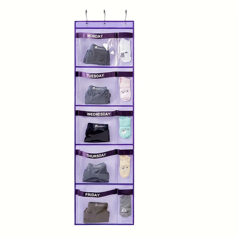 Portable Clothes Organizer Bag for Daily Use Gray Purple 68.58cm Tall