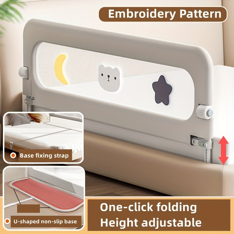 Gray Polyester Bed Rail for Double Queen Full Size Beds 1.2m-2m Foldable