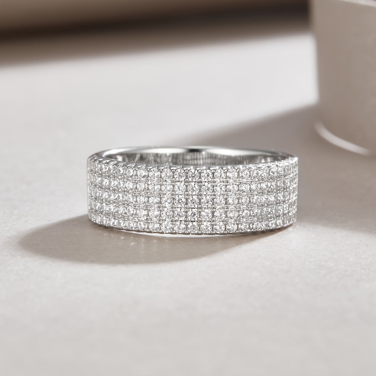 Sterling Silver Moissanite Ring with 0.008 Carat 121 Stones for Weddings and Engagements