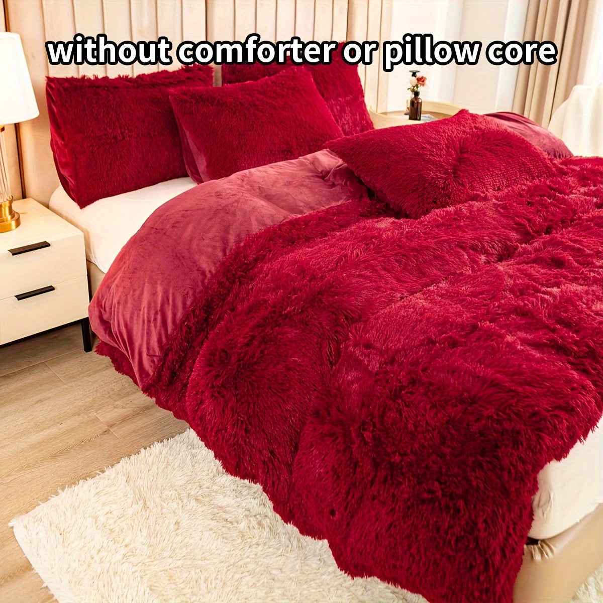 Set of 3 Pink Polyester Bedding Pieces for All Seasons Bedroom Decor