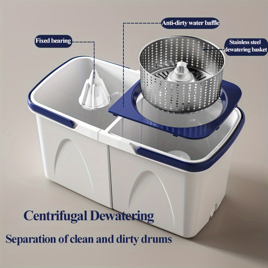 Spin Mop and Bucket System with Microfiber Pads for Hardwood and Tile Floors