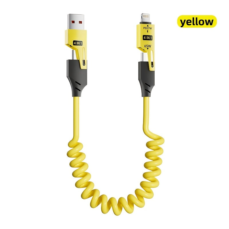 Universal 65W 4-in-1 High-Speed Charging Data Cable for Samsung, OnePlus, Mi, Huawei, Oppo, iPhone