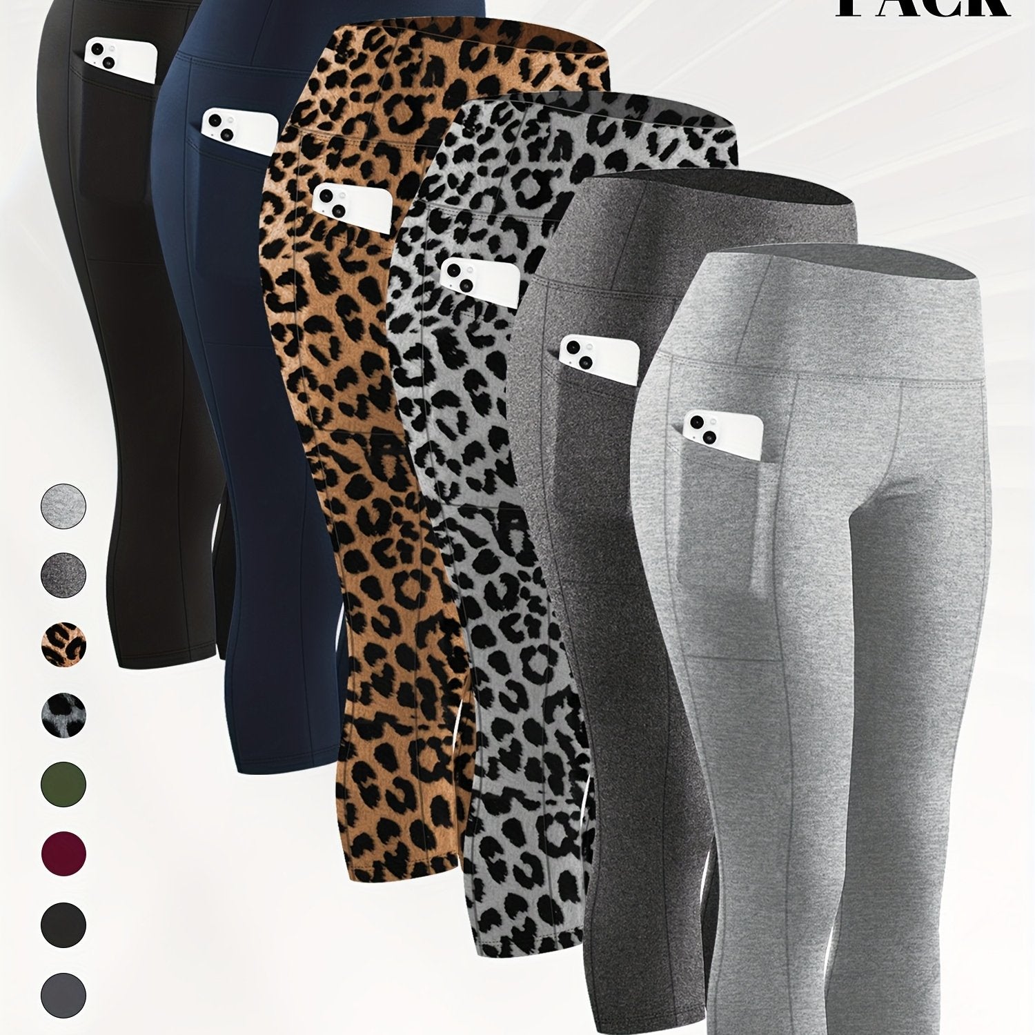 Plus Size High Waist Pocketed Leggings Stretchy Skinny Fit Casual Spring Summer Fall