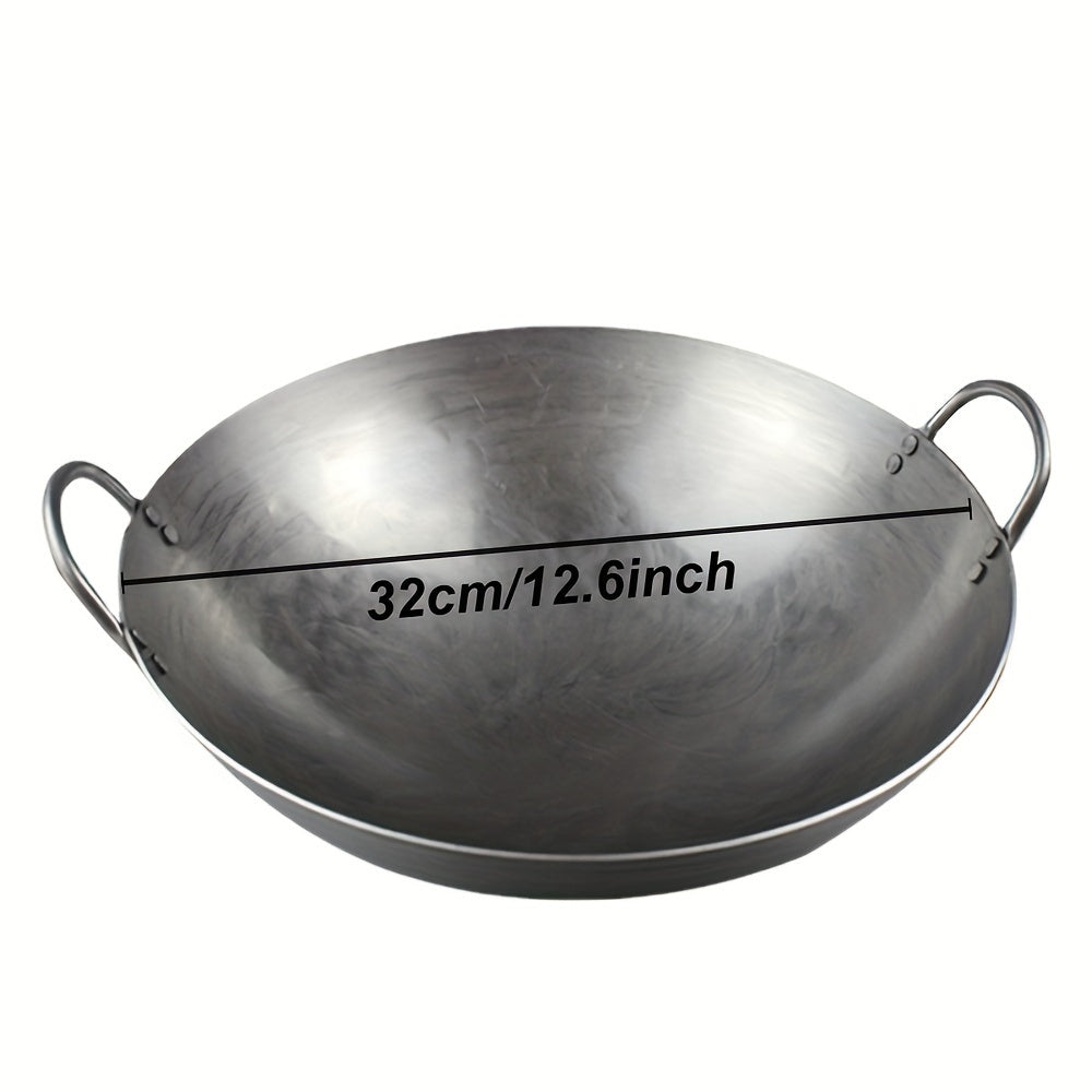 Cast Iron Wok 34-38cm Deep Frying Pan for Electric Stovetops Gift