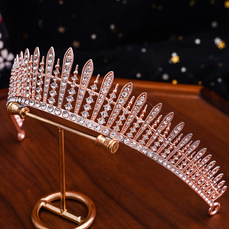 Alloy Rhinestone Tiara Hair Crown for Weddings and Special Occasions